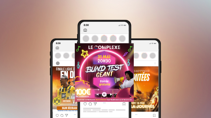 Designs de posts réalisés pour le compte Instagram du Complexe à Castres